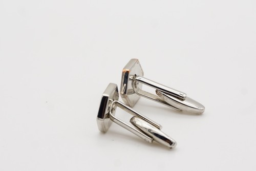 Yves Saint Laurent Vintage Classic Logo Hallmark YSL Hexagon Cufflinks Silver - Picture 8 of 8