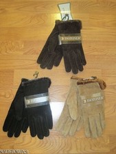 WOMENS LADIES ISOTONER MICROLUXE LINED SUEDE GLOVES M L BLACK BROWN CARAMEL NWT