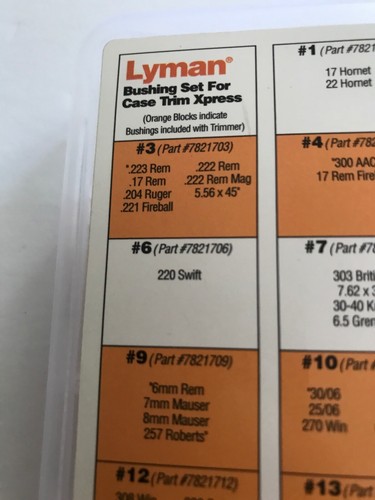 Lyman Bushing Set for case trim Xpress# 03,04,05,08,10,12,13,18,23,60. ED - Picture 3 of 10