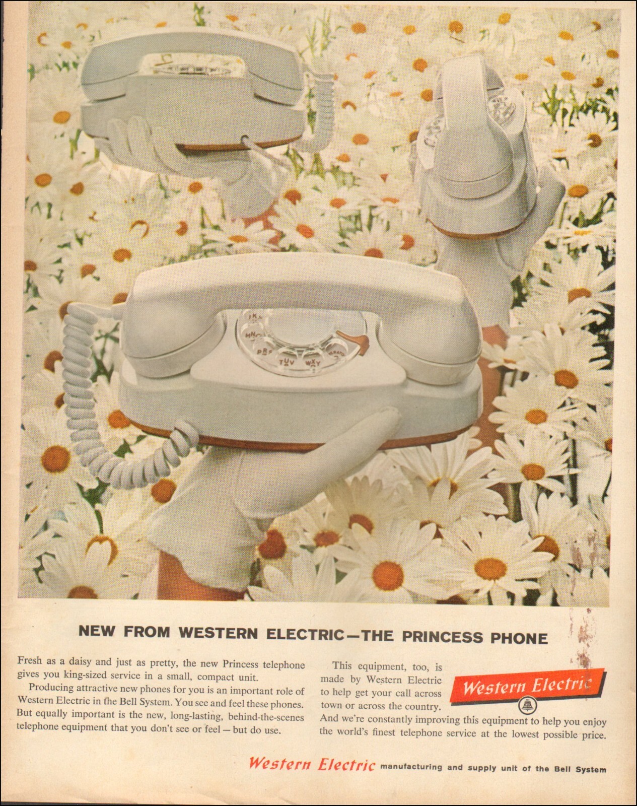 1961 Vintage ad for Western Electric retro Princess Phone Daisy  07/11/22