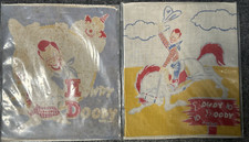 Lot of 2 Vintage Howdy Doody Handkerchiefs Bob Smith 1950s Over 60 Years Old 