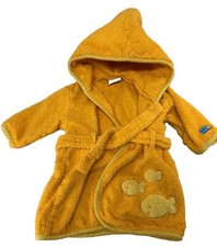 Vintage Carter's Baby Bath Robe Orange Terry Cloth Yellow Fish Size 0-9 Months