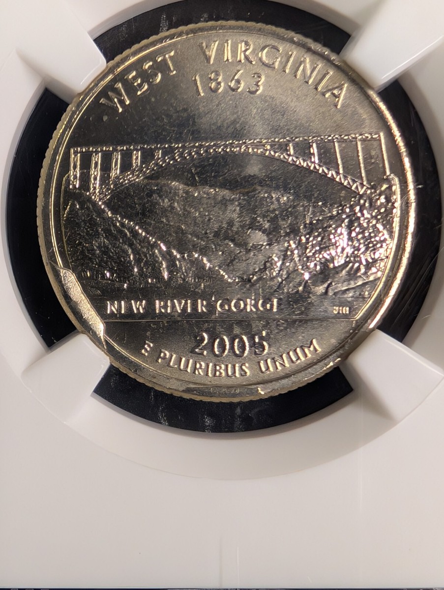 2005 P MS 66 West Virginia Quarter Obverse & 2 Reverse Die Break