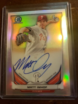 2014 Bowman Chrome refractor autograph-MATT IMHOF-Phillies