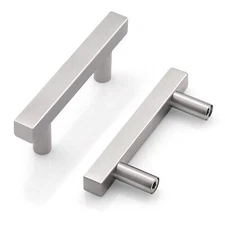 20-Pack 2.5in Satin Nickel T-Bar Pulls 64mm Square Kitchen Cabinet Handles