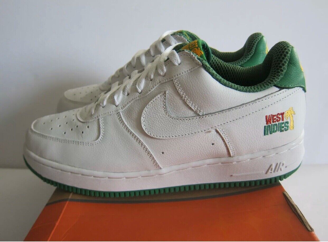 NIKE AIR FORCE 1 LOW PLUS WEST INDIES SZ 13 WHITE CLASSIC GREEN 624054-011