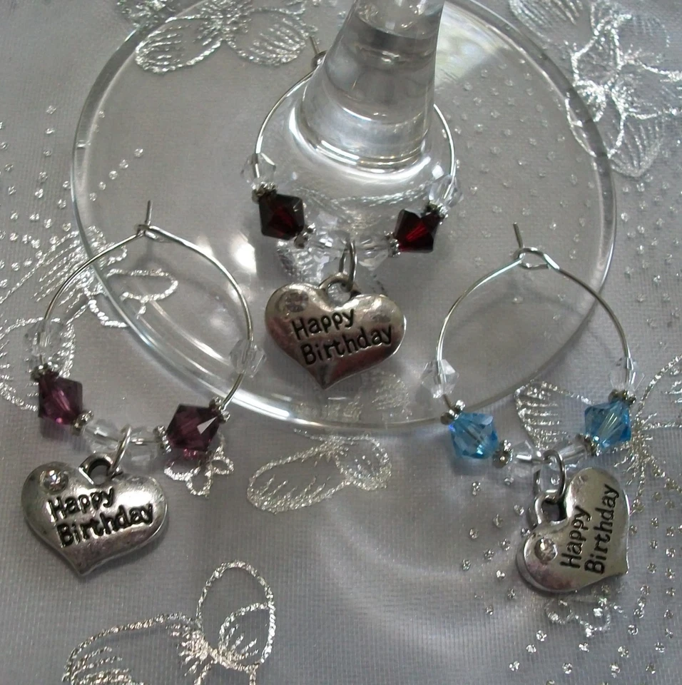 Swarovski® Crystal Birthstone Happy Birthday Wine Charm/Choice of Color - Image 2 of 4