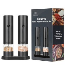 Electric Salt & Pepper Grinder Set USB-C Rechargeable Automatic Black 2PCS