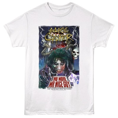 Alice Cooper T-Shirt NO MORE MR. NICE GUY Mens Heavy Metal Music New White