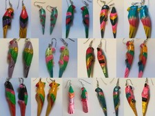Fancy A1 Hand Painted Parrot Earrings Tropical Bird Ear Bling Jewellery Rings