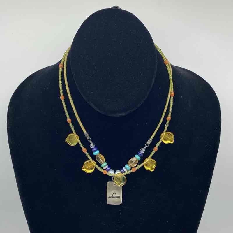 Sterling Silver 925 Beaded Necklace Set of 2 Libra Zodiac Pendant Evolve 15"
