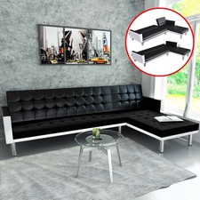 Ecksofa Schlaffunktion Schlafsofa Sofagarnitur Kunstleder Schwarz/ Weiß vidaXL