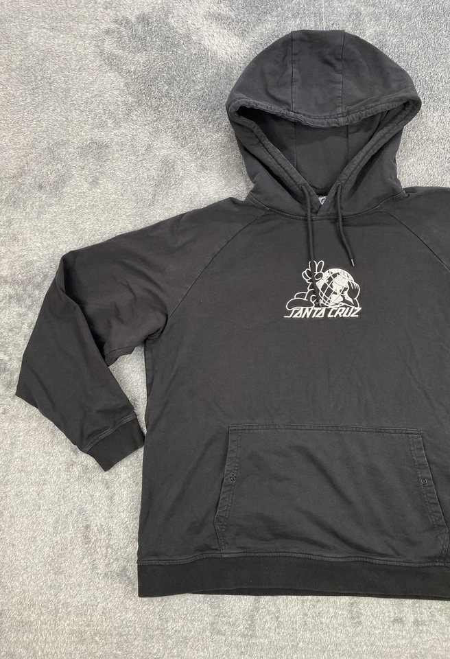 Sudadera con Capucha Santa Cruz Para Hombre XL Negra Algodón Reciclado Pullover Bordado Skate Globe Foto 2 de 4
