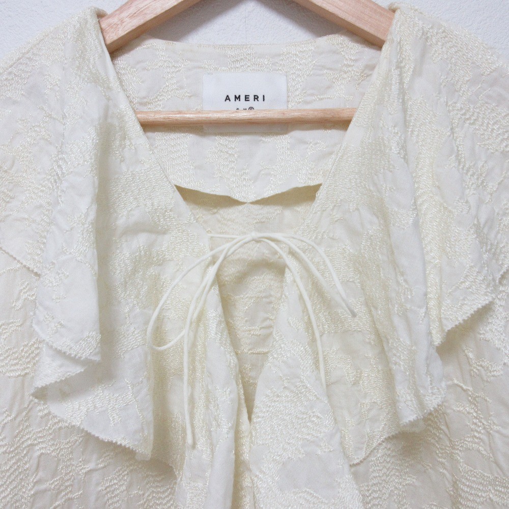 AMERI 2-Way Embroidery Ruffle Blouse, Long Sleeve… - image 3