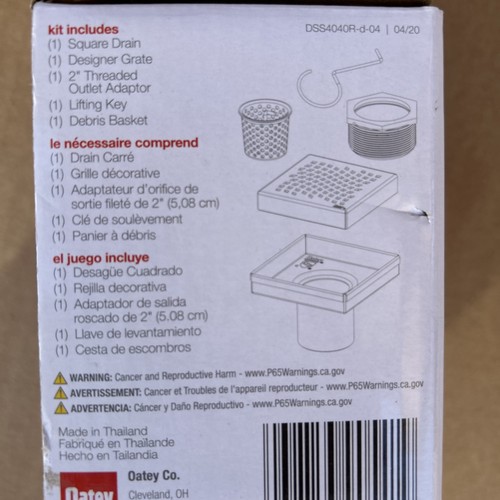 Oatey 4 Zoll x 4 zoll Quadratischer Ablauf Duschrost in Edelstahl DSS4040R2 Wave - Bild 2 von 4
