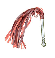 Handmade Leather Flogger Whip Steel Handle Grip Genuine Cowhide Thick Falls