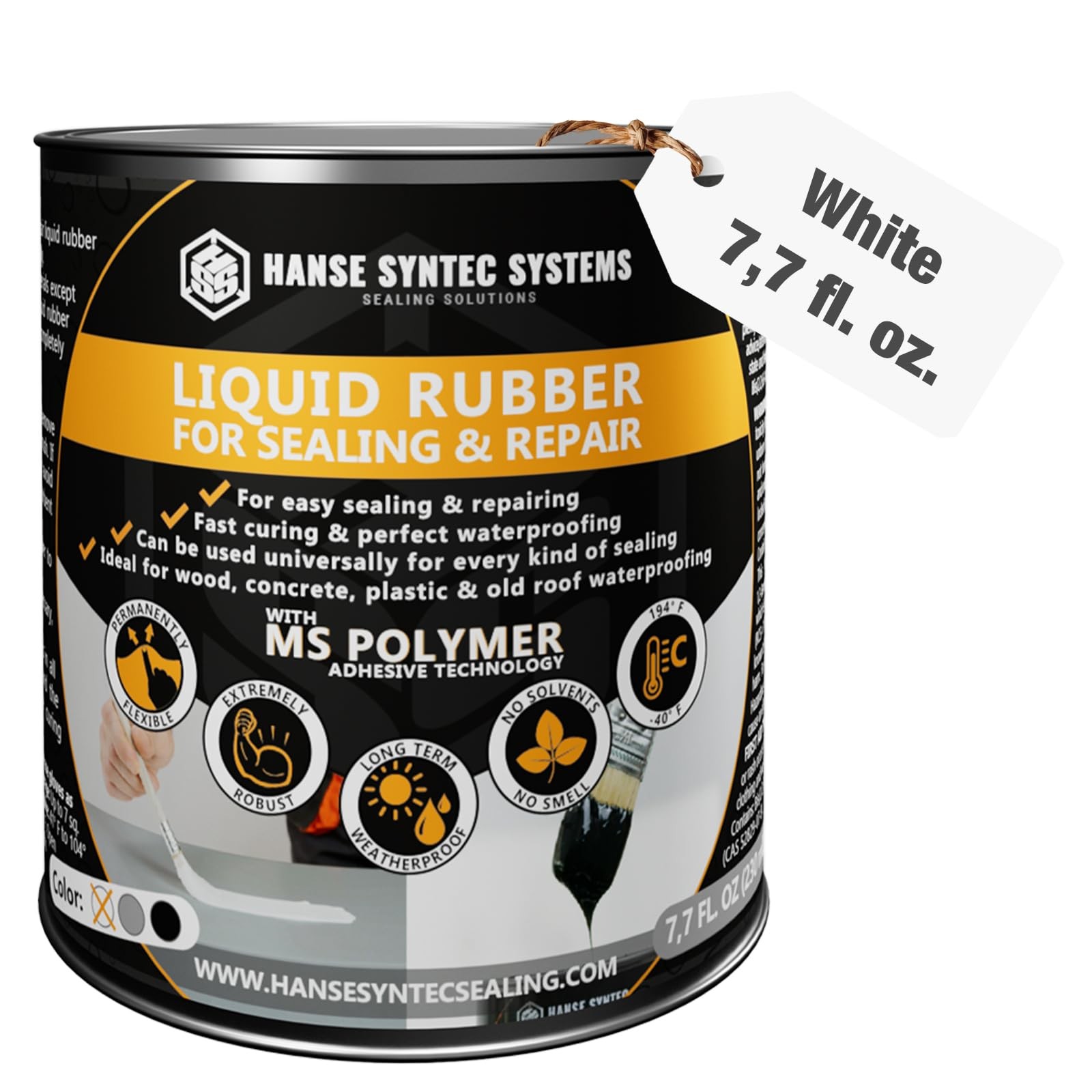 HSS Liquid Rubber White 7.7oz MS Polymer Sealant for Roof, Cracks, Walls