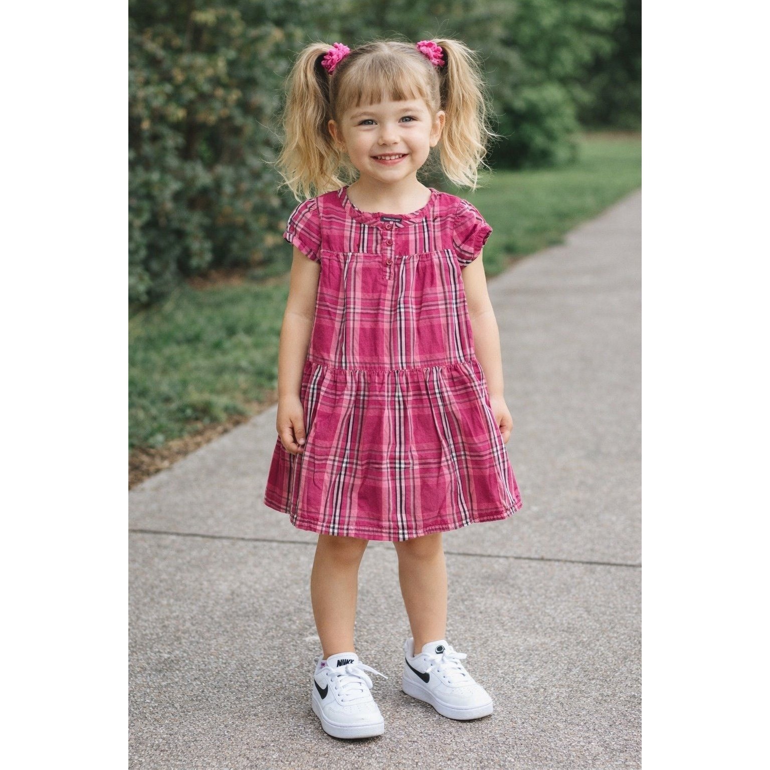 Vintage Girls Pink Plaid Summer Dress (4T) Faded Glory (Vintage 90s-00) Y2K