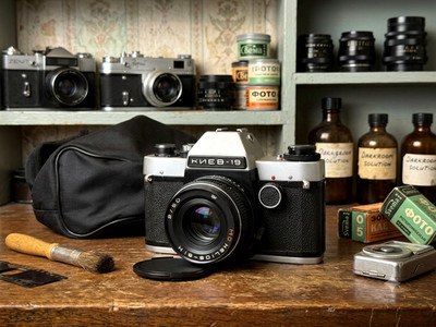 Vintage Kiev-19 Soviet SLR Film Camera with MC Helios-81H 2/50 Lens - Tested