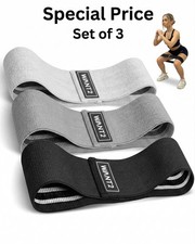 3 x Fabric Resistance Bands Heavy Duty Booty Glute Leg Hip Circle Butt Non Slip