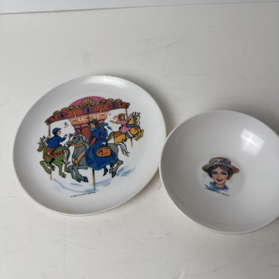 1964 Vintage Disney MARY POPPINS Melamine Plate Bowl Children Set Sun Valley