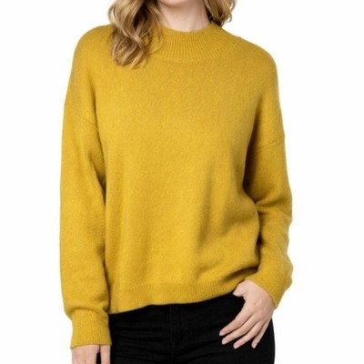 Hem & Thread Mustard Yellow Mock Neck Sweater Women's Size Small