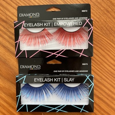 Diamond Cosmetics Empowered/Slay False Eyelashes Pink/Blue Metallic Lash Kit
