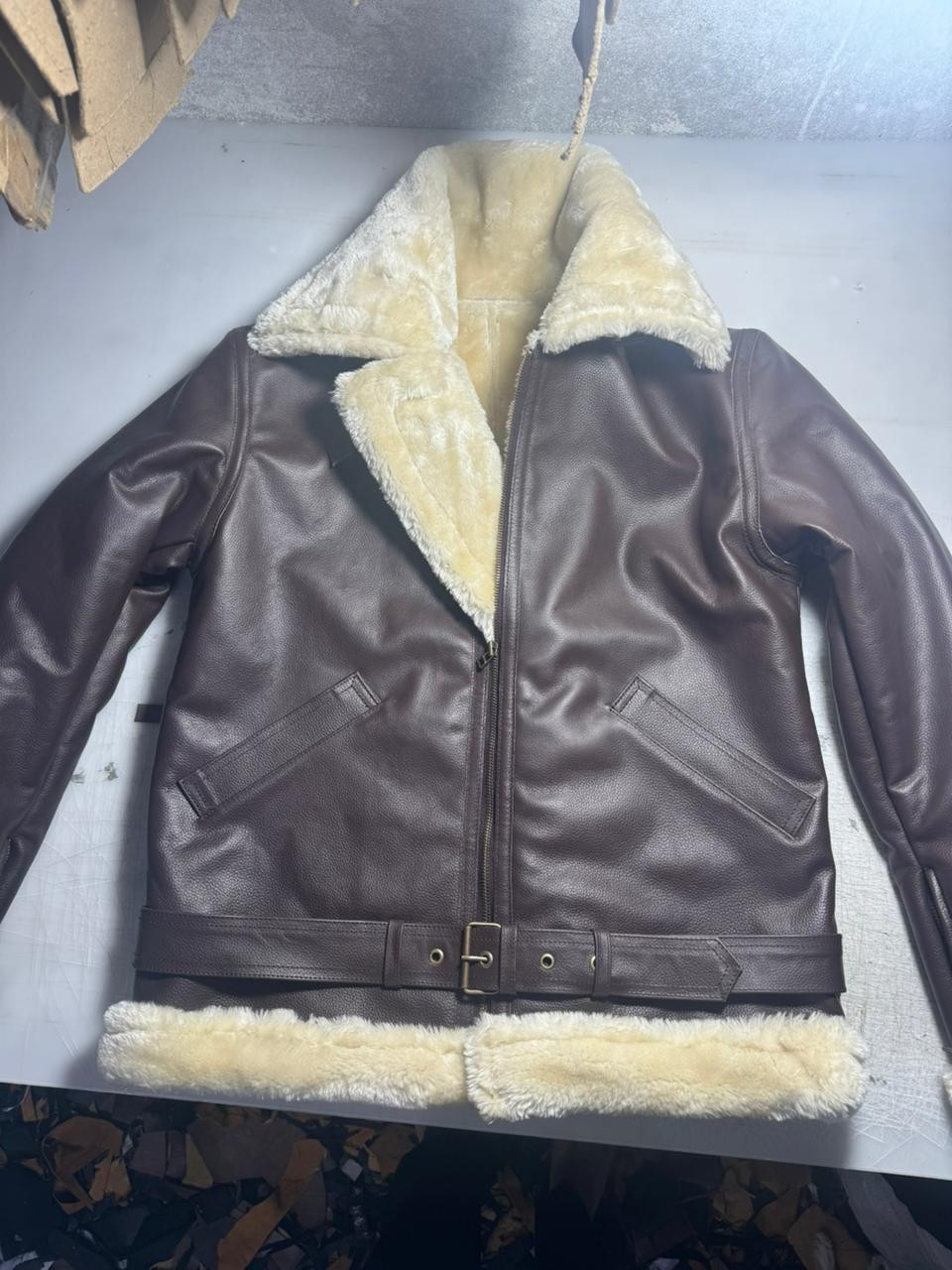 CHAQUETA DE AVIADOR VOLADORA BOMBARDERO DE PIEL DE OVEJA REAL JENGIBRE RAF B3 WW11 PARA HOMBRES