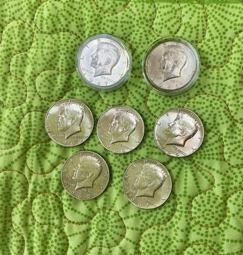 1965-69 Kennedy Half Dollar 40% Silver Lot 7 AU Circulated