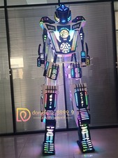 LED Full Colorful Light Stilt Robot Suit Costume Bar Night Luminous Halloween
