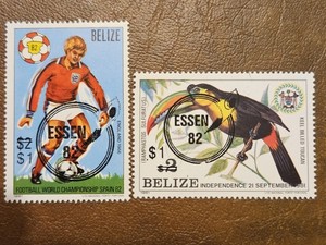BELIZE 1982 ESSEN 82 Overprint (Scott 616-617; SG 678-679) MNH