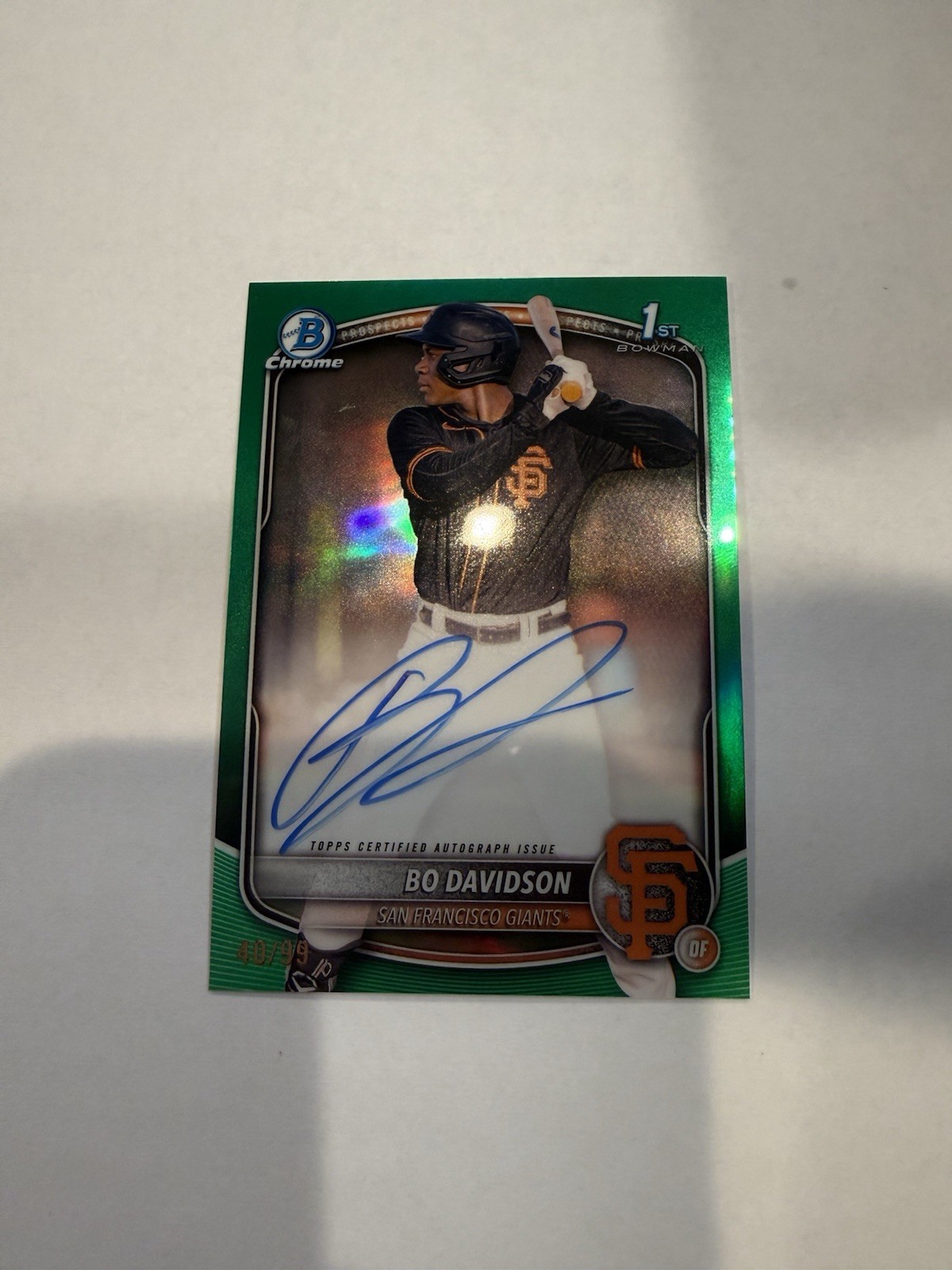 2025 Bowman Chrome - Bo Davidson 1st True Green Refractor Auto 63/99 - Giants