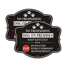 2 Pack Beware of Dog Sign Metal Aluminum,10 x 8 10" x 8", black-style2-2pack