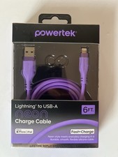 Powertek 6ft USB-A Charging Cable Purple Fast Charger Power Cord