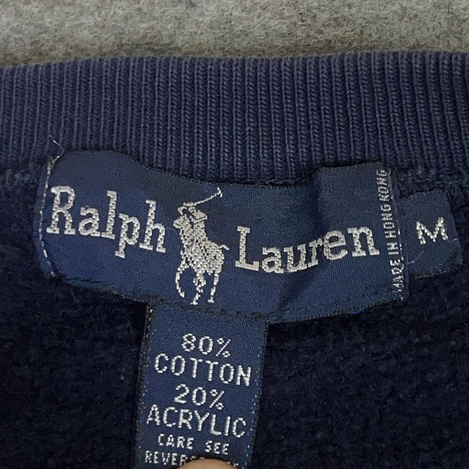 Sudadera De Colección Ralph Lauren Para Hombres Mediana Cresta Garabateada Cuello Redondo Suéter Logo Foto 4 de 4