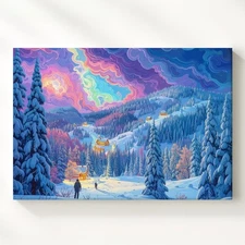 Dreamfire Winter Canvas Surreal Fantasy Landscape With Glowing Sky What If Wall