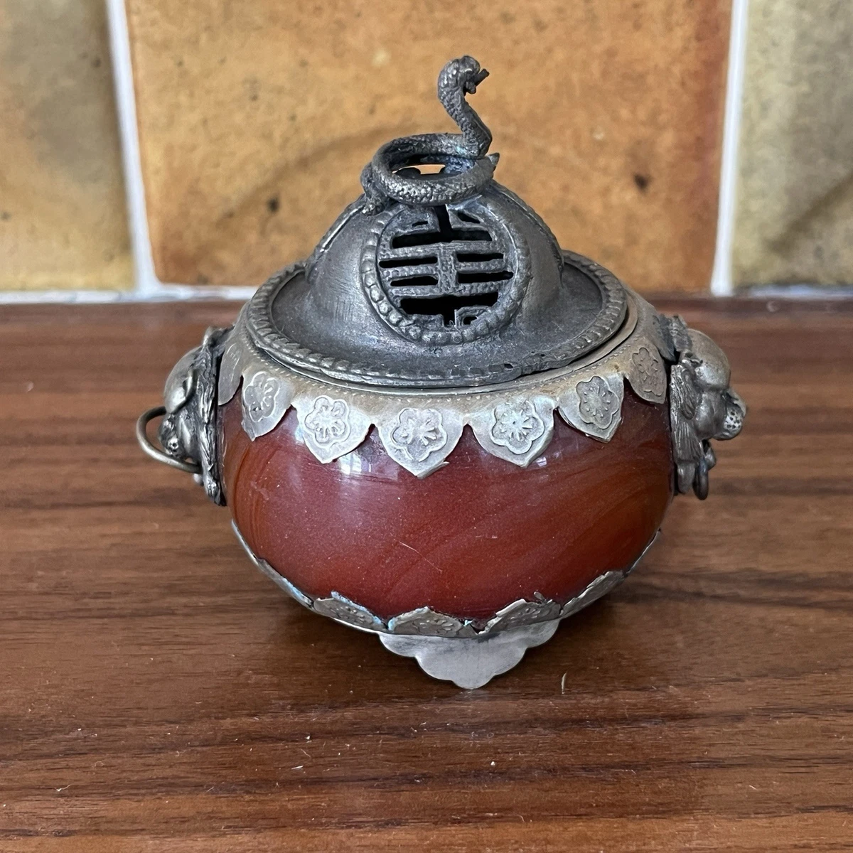 红玛瑙主要中国古董香炉| eBay