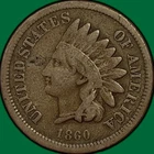 1860 Round Bust Indian Head Cent Fine F Coin, Scratch #43489