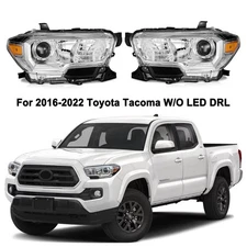 For 2016-2022 Toyota Tacoma W/O LED DRL Chrome Headlights Assembly Lamp Pair