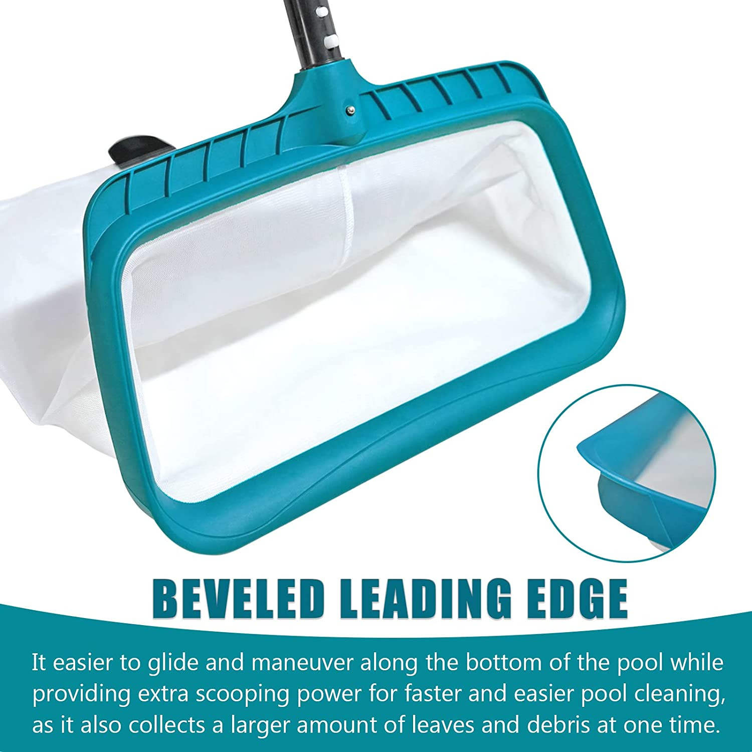 Professional Pool Skimmer Net, Heavy Duty Swimming Leaf Rake Cleaning Tool with 