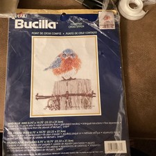 Bucilla Mad Blue Bird Counted Cross Stitch Kit, Vintage Embroidery, 8.75 x 10.75