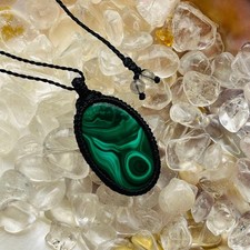 Malachite Macrame Necklace Adjustable Length Healing Love New