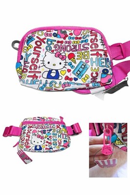Hello Kitty Pink Waist Bag Adjustable Strap Inside Pockets Multicolor Print