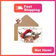 Whaline Christmas Highland Cow Thank You Cards, Christmas Highland Cow