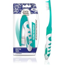 Folding Travel Toothbrush with Built-in Cover Compact Portable for Hiking