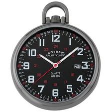 Gotham Men's Gunmetal Stainless Steel Analog Quartz Date Pocket Watch