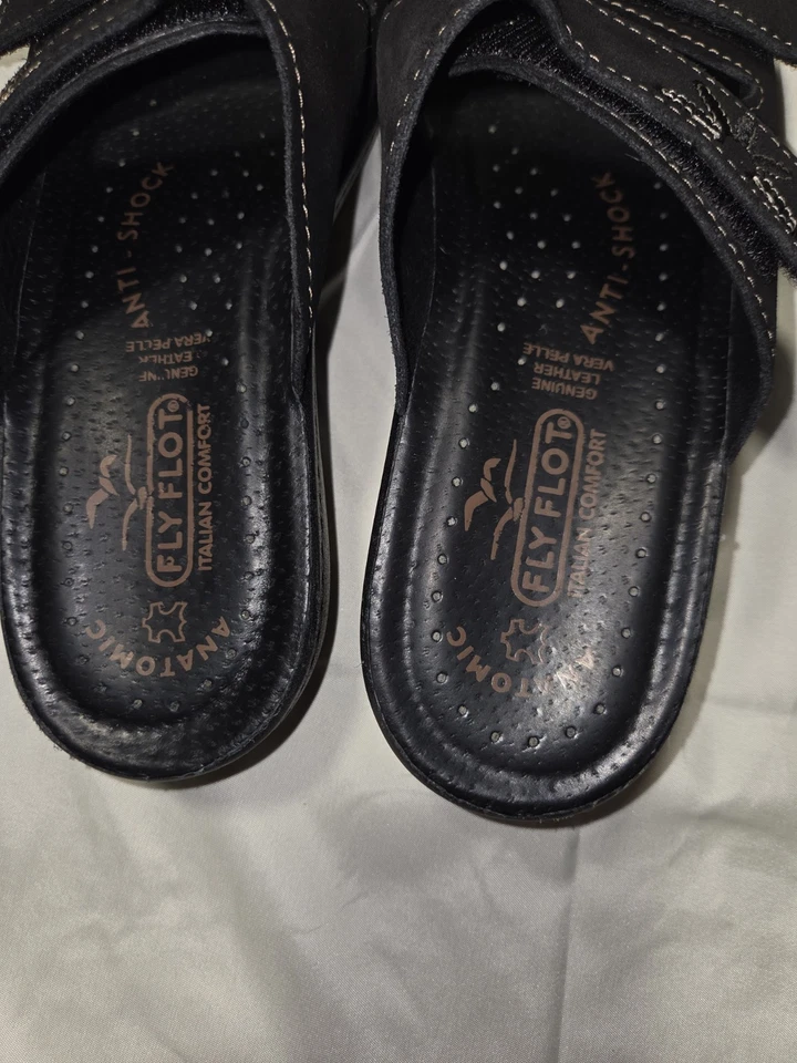 Sandalias Fly Flot Mujer 38 Azul Gamuza Cuña Floral Boho Cottagecore Coastal US7.5 Foto 4 de 4