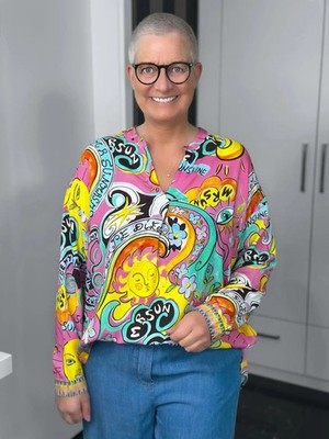 Emily Van Den Bergh - Oversize Bluse Comic / pink-multicolour