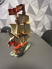 Beautiful Art Deco Czech Ditmar Urbach Galleon Sailing Ship Wall Plaque Ex  No3