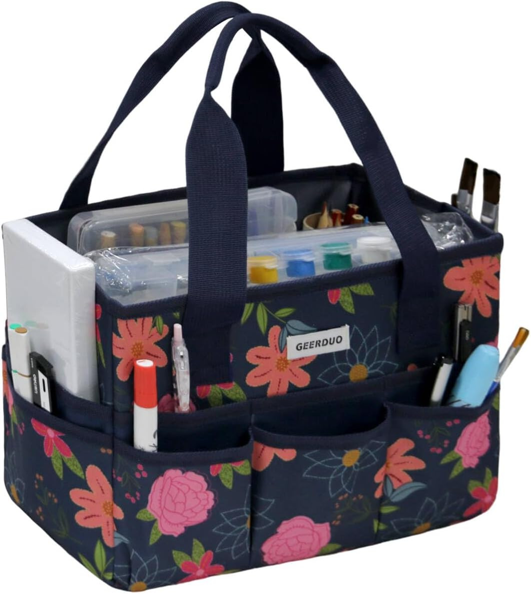 Craft Organizer Tote Bag Art Caddy with Multi-Pockets for Of